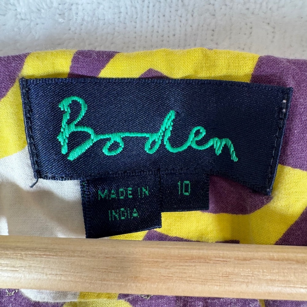 Boden Womens Floral Rickrack Trim Cotton Tunic Dress Purple Yellow WA222 Size 10 - Picture 4 of 9